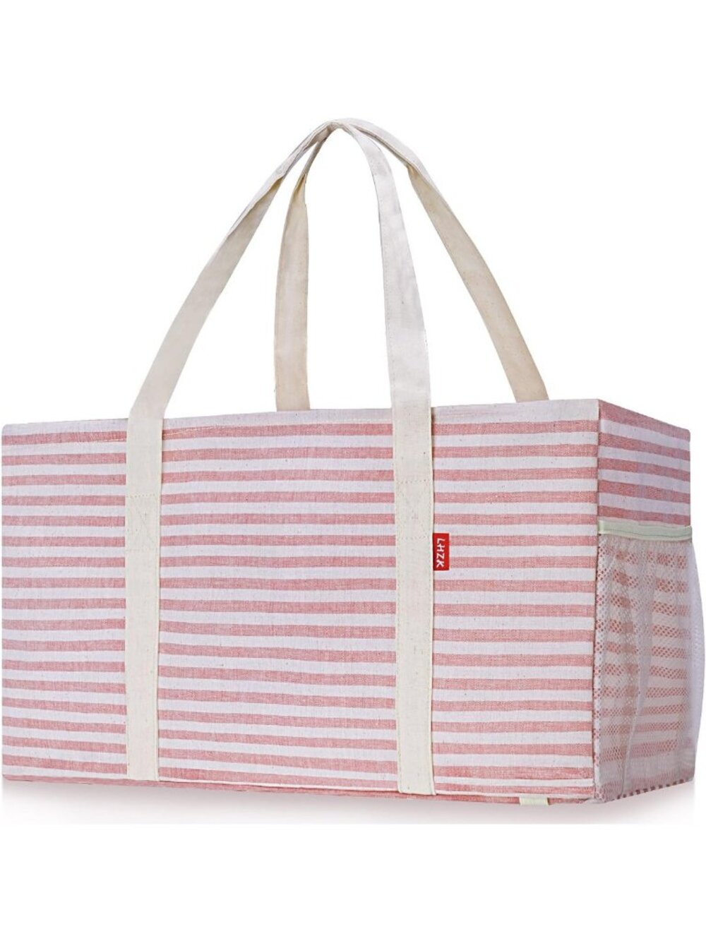 Extra Large Utility Tote Bag Set - Metal Wire Frame, Reinforced Sides, Pink